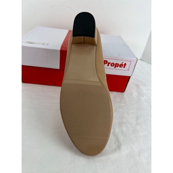 Propet Zuri Leather Slip-On Dress Shoes Block Heel Oyster Nude Sz 9.5 M New - Picture 4 of 6